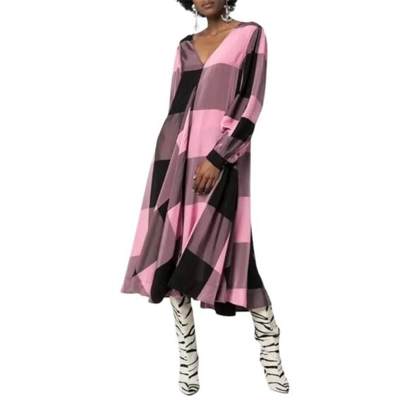 Ganni Check Midi Dress in Moonlite Mauve size 4 - Picture 5 of 15